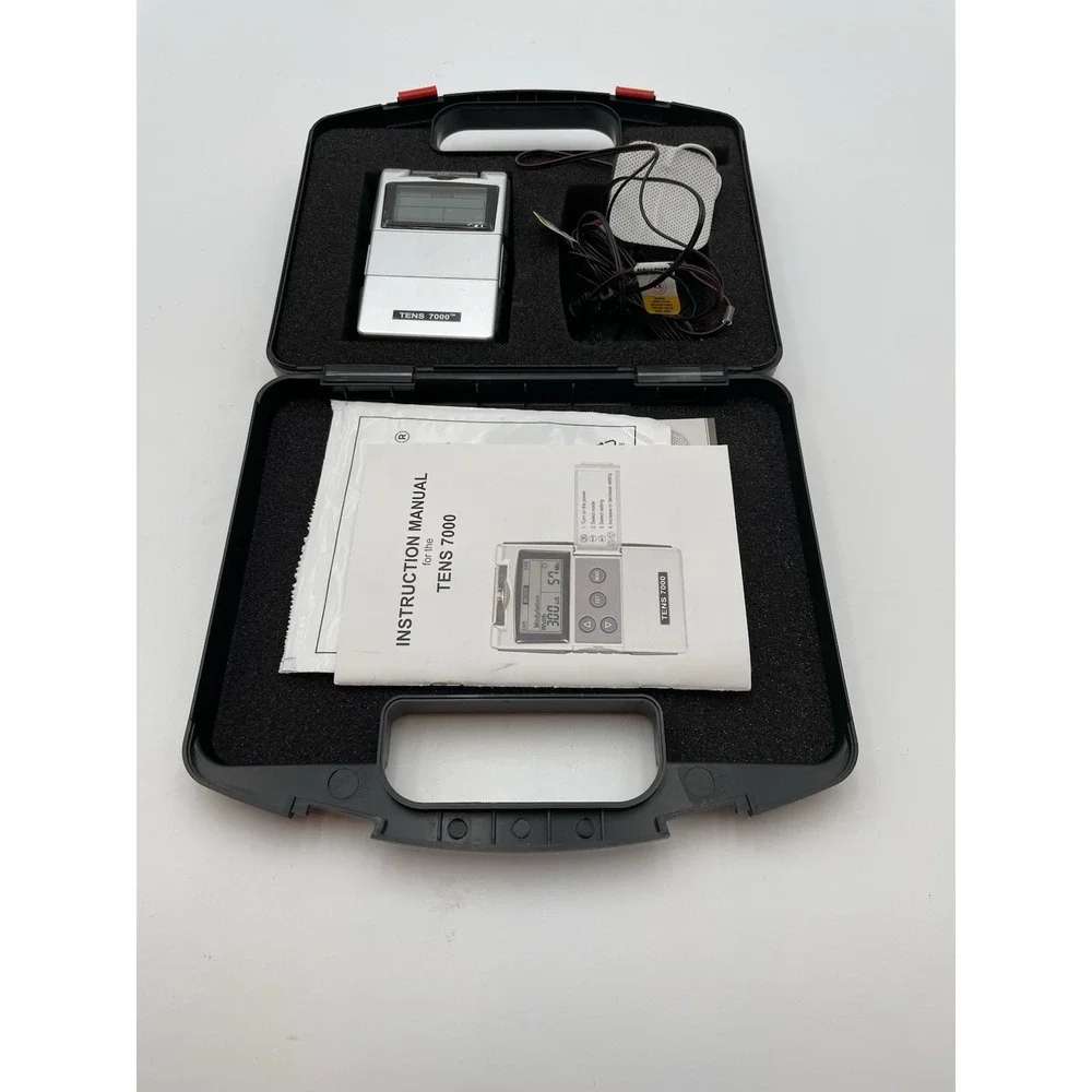 Compas Health Brands TENS 7000 Pain & Muscle Relief Digital Unit +Case + Manuals